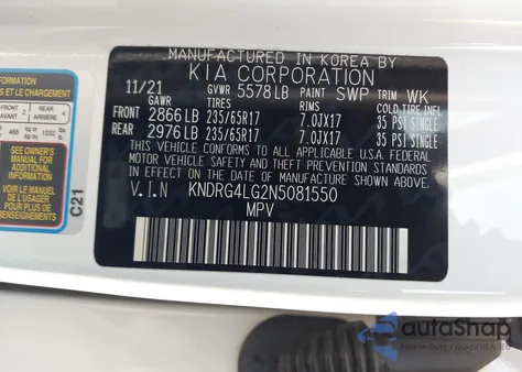 2022 Kia Sorento Hybrid S z USA, uszkodzony, nr VIN KNDRG4LG2N5081550